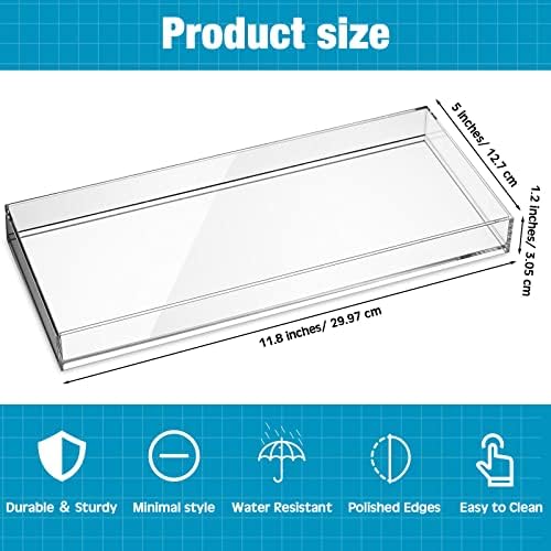 Maitys 3 Pcs Acrylic Vanity Tray Bathroom Tray, 11.8 x 5 Inch - Image 2