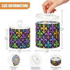 Mardi Gras Purple Green Qtip Holder Waterproof Dustproof Apothecary Jars with Lids For Bathroom Cotton Swabs Makeup Sponges Floss Picks Bath Salts 2 Pack - Image 3