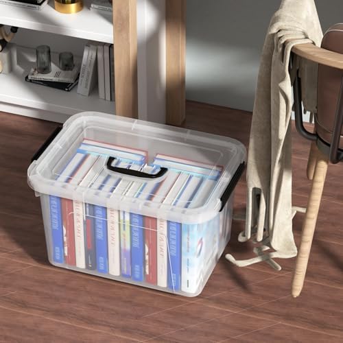 Quickquick 18 Quart Plastic Clear Latching Storage Bin with Handle, 4 Packs - Image 3