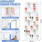 Windyun 2 Pcs 40 Pocket Over the Door Shoe Organizer, White - Image 2