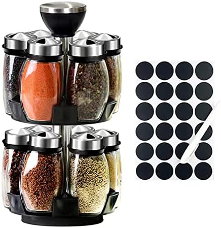 Revolving Spice Rack Organizer Countertop, Spinning Spice Storage Rack Tower Organizer with 12 Empty Jars, Rotating Spice Holder Shelf Seasoning Rack Shelf, Spice Seasoning Bottle Organizer by Kylinbigda