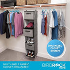 Internet's Best Hanging Closet Organizer with Drawers | 6 Shelf | 3 Drawers | Clothing Sweaters Shoes Accessories Storage | Grey - Image 6