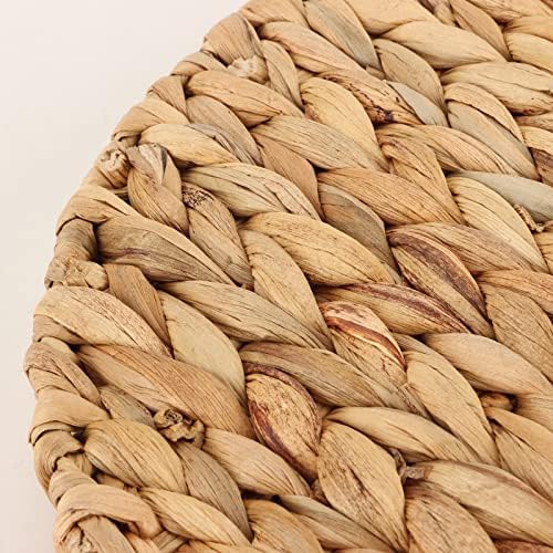 YRMT Water Hyacinth Serving Tray Round Woven Tray with Handles Boho Decorative Tray for Breakfast, Coffee, Table, Dining 13" x 13" x 2.3" - Image 6