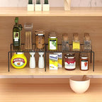 Kitchen Cabinet Expandable Shelf Organizers Set of 4, Adjustable Metal Wire Pantry Storage Shelves, Plate Dish Organizer Rack for Cabinets, Cupboard, Counter, Freezer, Countertop, Black - Image 4