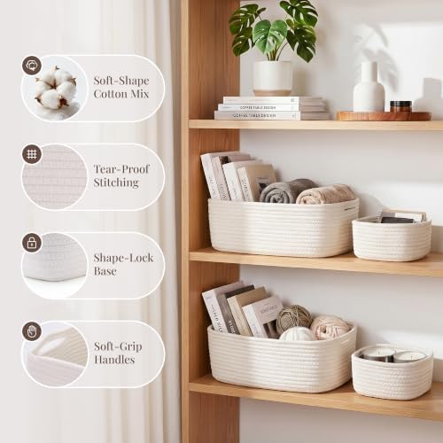 Storage Baskets for Shelves, 5 Pack, 2 Sizes Organizer Bins - Image 3