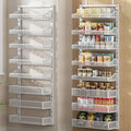 POKIPO Over the Door Pantry Organizer 8-Tier, Large Metal Door Spice Rack with Adjustable Basket, 2 in 1 Wall Mount or Hanging Heavy-Duty Pantry Door Storage Shelf for Kitchen and Bathroom, White by POKIPO