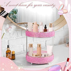 Honeydak Rotating Perfume Organizer Tray, 2 Tiers, Pearl, Pink - Image 4