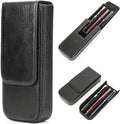 Top Grain Genuine Leather 3 Pen/Pencil Tray Case Organizer, Fashion Design No Logo, Handmade, Magnetic Closing with Drawer Design, Gift Choice for Man/Woman/Office, Glossy Black, 3 Slots by CataPurusLeatherCrafts
