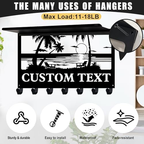 Dyoart Custom Beach Theme Key Holder Wall Mount with Shelf, Home Decor Gift - Image 3