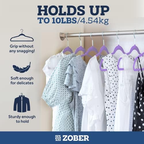 Zober Purple Velvet Hangers 50 Pack, Slim Non Slip Clothes Hangers - Image 4