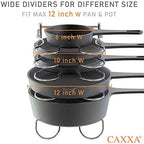 CAXXA Heavy Duty Pan Rack, Pot Lid Rack, Kitchen Cabinet Pantry Cookware Organizer Rack Holder with 5 Adjustable Dividers, Chrome (Pack of 2) - Image 3