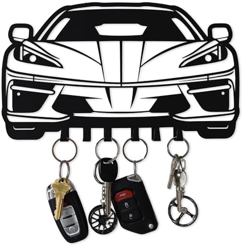 MOOH Metal Automotive Key Holder with 6 Hooks - Unique Wall Mounted Car Lovers Gifts for Men & Women - Cool Man Cave Decor by MOOH