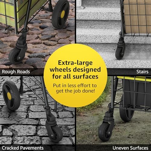 Our Modern Space Shopping Cart & 360° Swivel Wheels | Foldable Collapsible & Lightweight | Perfect for Groceries Laundry Utility Cart - Black - Image 5
