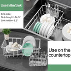 Fanbsy Small Dish Drainer Rack in Sink Adjustable, Expandable Stainless Steel Metal Dish Drying Rack Organizer with Stainless Steel Utensil Holder Over Inside Sink Counter, Rustproof(for 1-2 People) - Image 5