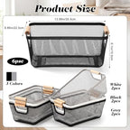 Sawysine 6 Pack Wire Mesh Baskets Wooden Handles, 13.98 x 8.86 x 6.1 Inch - Image 2