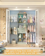 Small Closet System, 3.2-6.8FT Small Closet Organizer with 2 Wooden Drawers & 5 Hanging Rods, Can Fit 37.5 to 81.9 inch Walk-in Closet System, Built-in, Crab Green, Enclosed Storage Volume 2.32 ft³ - Image 6