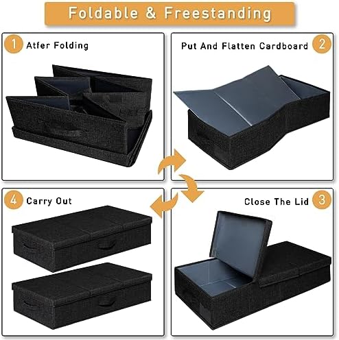 punemi 6 in Tall Under Bed Storage Containers with Lid, 2Pack, Black - Image 4