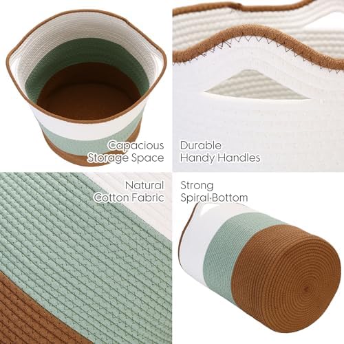 Sea Team Large Woven Cotton Rope Laundry Basket with Handles, 20 x 14 in - Image 5