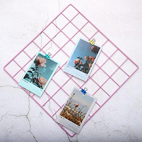 PATIKIL 14"x14" Wire Grid Panel, 3 Pack Wall Grid Decorative Panels Board Photo Pictures Display Decor Hanging Organizer for Home Office, Pink - Image 5