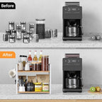 RUILALIFE Kitchen-Countertop-Organizer-Shelf, 2 Tier Coffee Bar Station Organizer for Counter,Wooden Spice Rack Shelf, Space Saving Desk Shelving Riser Unit, Coffee Bar Accessories (Maple, Large) - Image 6