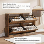 Brown Hidden Shoe Storage Cabinet for Entryway with 4 Flip Drawers - Image 5