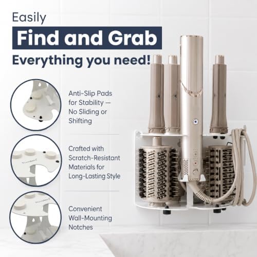 Blow Dryer Holder for Dyson Airwrap & Shark FlexStyle (White) - Image 2