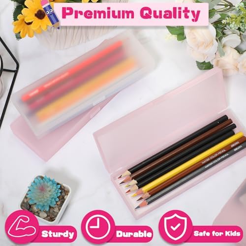 Fainne 36 Pcs Plastic Pencil Cases Bulk, Pencil Box, White Pink - Image 3