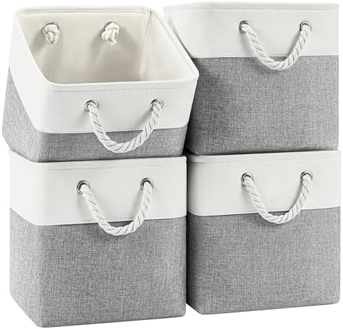 Patvingot 11-Inch Fabric Cube Storage Bins with Handles,4 Pack,Foldable by Patvingot