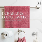Marmolux ACC Bathroom Hardware Set - 4 Pieces Wall Mount Accessories - Towel Hooks, Hand Towel Holder, Towel Ring, Toilet Paper Holder - Made of SUS 304 Stainless Steel with Brushed Finish - Image 2