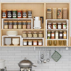 Expandable Spice Rack Kitchen Cabinet Shelf Organizer, Stackable Storage Shelves Racks, Adjustable Counter Shelving for Cabinets, Countertop, Cupboard,Pantry and More(2Packs/White/Large) - Image 3