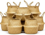 Qunclay 12 Pcs Woven Seagrass Baskets Belly Basket, L,13''dx11''h by Qunclay