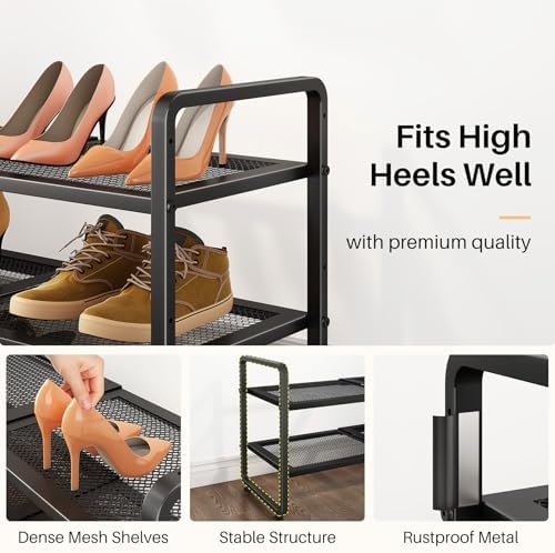 Expandable Metal Shoe Rack for Closet, Entryway & Garage, 2-Tier, Black - Image 5