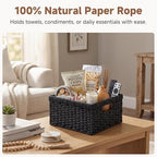 StorageWorks Wicker Baskets with Handles, Paper Rope Black Baskets, 2-Pack - Image 4