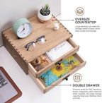 KIRIGEN Solid Wood Desk Organizer with 2 Drawers, Desktop Storage, Brown - Image 5