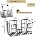 JUNCHU CHERRY Wire Storage Basket 2 Packs, Wall Mounted Kitchen Bathroom, Hanging Cabinet Door Storage Basket, no Drilling, Supporting 2 Types of Hooks, Strong Bearing, Suitable for Home, Black - Image 3