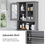 Over the Toilet Storage Cabinet for Bathroom, Storage Organizer Over Toilet, Bathroom Space Saver with Tempered Glass Doors, Gray - Image 6