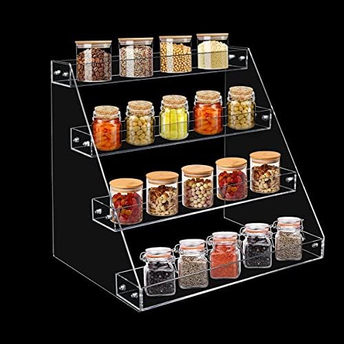 PMMASTO 4-Tier Clear Acrylic Spice Rack Organizer for Cabinet Countertop - Image 3