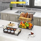 ANTOPY 3 Tier Fruit Basket with 2 Banana Hangers, Countertop Fruit Vegetable Basket Bowl for Kitchen Counter Metal Mesh Basket Fruits Stand Produce Holder Organizer for Onion Potato Bread Snack Veggie - Image 3