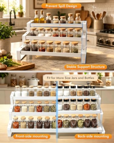 Spice Rack Organizer for Cabinet 16"-29" Expandable Metal 3 Tier Spice Rack - Image 5