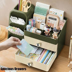 Desk Organizer with Pen Pencil Holder, Pen Organizer with 2 Drawers & 4 Compartments, Desktop Organizers and Storage for Office Home School Art Supplies (Green) - Image 2
