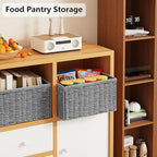 Vagusicc 2 Packs Large Wicker Storage Basket, Closet Storage Baskets Bins for Shelves, Decorative Collapsible Baskets for Organizing Clothes Toy Nursery Bathroom Organizers and Storage, Grey - Image 5