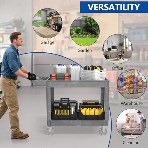 Heavy-Duty Utility Cart Tool Cart, Extra Large Rolling Carts with Storage Handle, Work Cart Service Carts for Garage Warehouse, Workshop, Office, School - Image 7