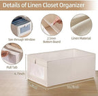 Linen Closet Organizers And Storage, 8 Pack Closet Storage Bins Linen Closet Baskets for Closet Organization Foldable Closet Organizer Bins with Clear Window For Organizing Clothing, Jeans, Shelves - Image 2