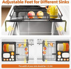 Urackify Expandable Sink Dish Drying Rack for Kitchen Counter, 1-Tier Black - Image 4