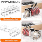 MUDEELA Expandable Pot Pan Lid Organizers inside Cabinet, 12 Divider-Silver - Image 6