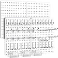 Peg Board, 110pcs Metal Pegboard Kit, Includes 4 Pack White Peg Board Panels with Accessories and Hook Locks, Large Heavy Duty Peg Boards for Walls Home, Garage Tool Storage, Workbench by Hogurity