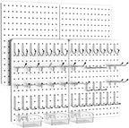 Peg Board, 110pcs Metal Pegboard Kit, Includes 4 Pack White Peg Board Panels with Accessories and Hook Locks, Large Heavy Duty Peg Boards for Walls Home, Garage Tool Storage, Workbench by Hogurity