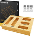 SpaceAid Bag Storage Organizer for Kitchen Drawer, Bamboo Organizer, Compatible with Gallon, Quart, Sandwich and Snack Variety Size Bag (1 Box 5 Slots) by SpaceAid