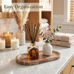 Light Emperador Marble Vanity Tray for Bathroom Counter, 10"x5" Decorative Tray for Perfume, Candles, Stone Jewelry Dish Tray - Image 5