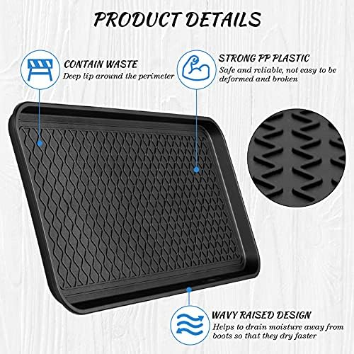 4 Pieces Shoe Tray for Entryway, Waterproof Boot Tray Shoe Mat Multi-Purpose Dog Cat Bowl Mat Pet Food Tray Boot Mat for Entryway Indoor Outdoor Floor Protection (Black, 24 x 16 x 1.2 Inch) - Image 3